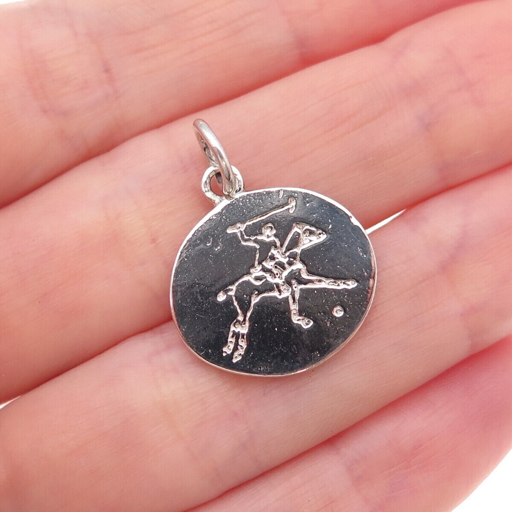 925 Sterling Silver Vintage Polo Player Charm Pendant